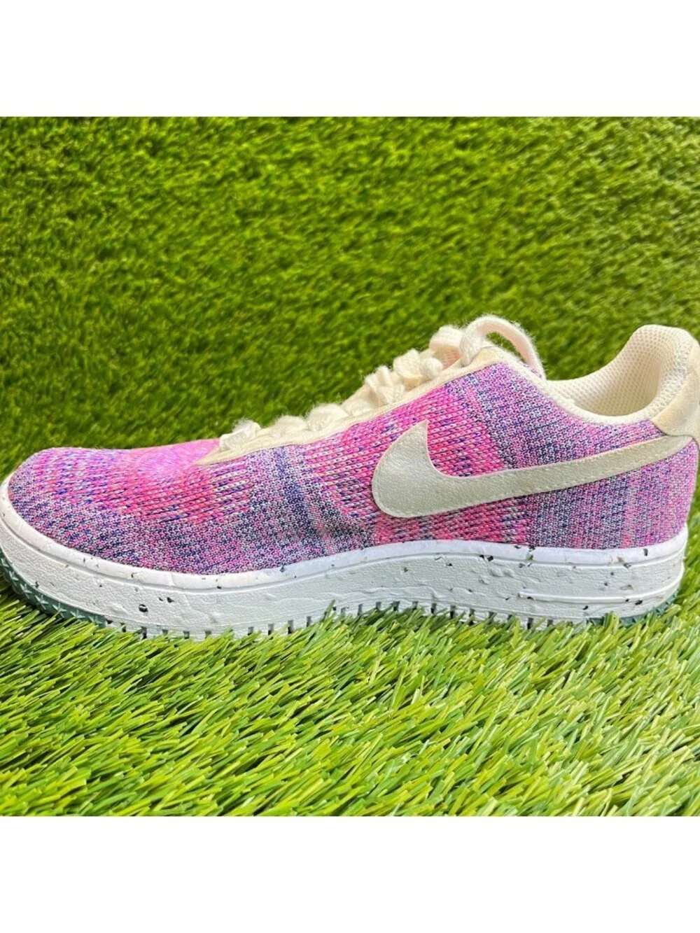 Nike Air Force 1 Crater Flyknit Womens Size 7 Pink Beige Athletic Shoes Sneakers